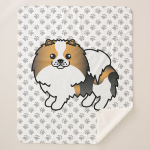 Hond Driekleurige Pomeranian Schattige Cartoon Hon Sherpa Deken