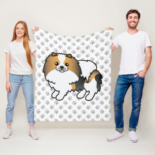 Hond Driekleurige Pommer Pomeranian Knuffige Carto Fleece Deken