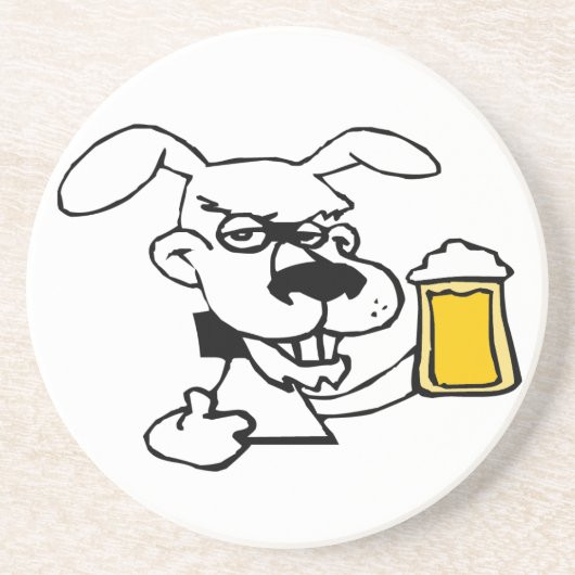 Hond Drink bier Zandsteen Onderzetter (Voorkant)