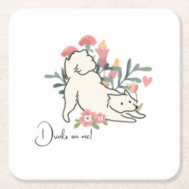 Hond Drink op Mij Lente Cocktail bruiloft Vierkante Kartonnen Onderzetter