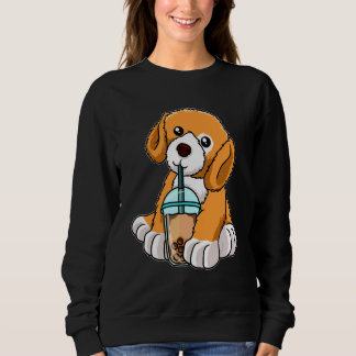 Hond drinkt Bubble Tea Schattige Dieren Met Boba T Trui