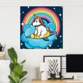 Hond Eenhoring Ruimte Poster - Fantasievolle Galax (Thuiskantoor)