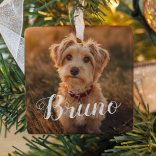 Hond Eenvoudige Naam Kerst Script Ornament