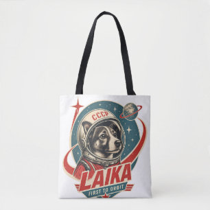 Hond eerst in een baan om de aarde Retro Vintage A Draagtas