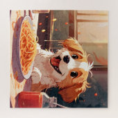 Hond eet spaghetti legpuzzel (Horizontaal)