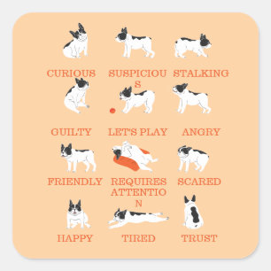 hond emotie vierkante sticker