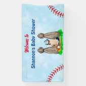 Hond en Baby Boy Baseball Baby shower Spandoek (Verticaal)
