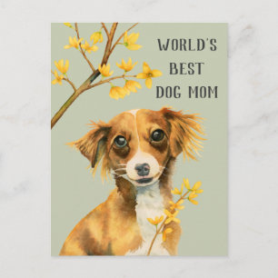Hond en bloemen Hondenmoeder Moederdag Briefkaart