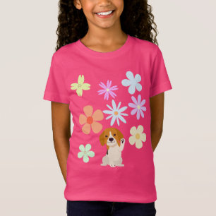 Hond en bloemen t-shirt