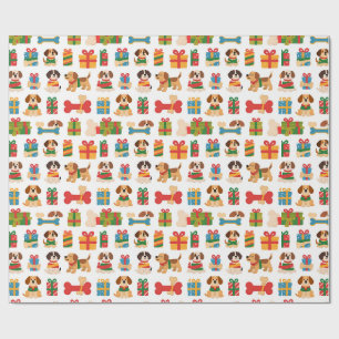 Hond En Bot Kleurrijke Kerstcadeau Cadeaupapier