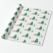 Hond en Eend met Kerstboom Cadeaupapier (Uitgerold)