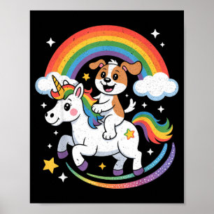 Hond En Eenhoorn Ruimte Melkweg Regenboog Honden Poster