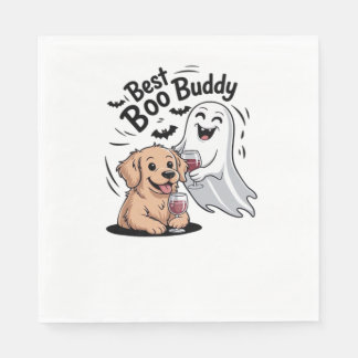 Hond en geest drink wijn. Klassiek T-shirt Servet