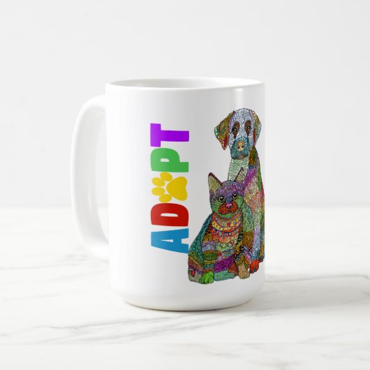 Hond en Kat Adopteren Niet Winkelen Redding Mok (Voorkant links)