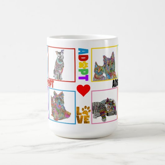 Hond en Kat Adoptie en Redding Be Kind Liefde Mok (Center)