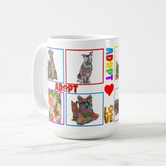 Hond en Kat Adoptie en Redding Be Kind Liefde Mok (Voorkant links)