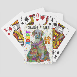 Hond en Kat Adoptie en Redding Pokerkaarten