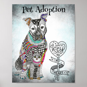 Hond en Kat Dierenredding en Huisdier Adoptie Post Poster