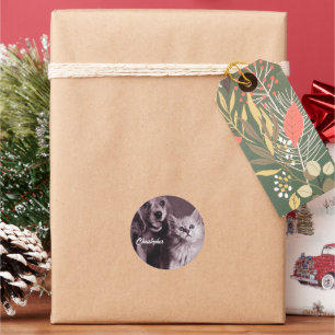 Hond en Kat, Gepersonaliseerd Opzoeken Ronde Sticker