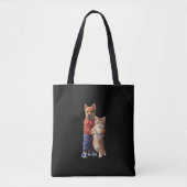 Hond en Kat Knuffel Canvas tas (Voorkant)