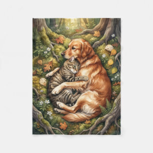Hond En Kat Knuffelen Bos Wilde Vriendelijkheid Vl Fleece Deken