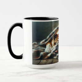 Hond en kat nappen samen. mok