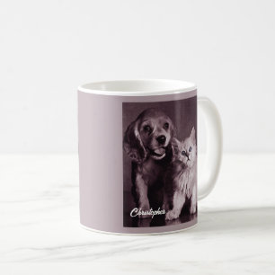 Hond en Kat, Opkijkend Gepersonaliseerd Koffiemok