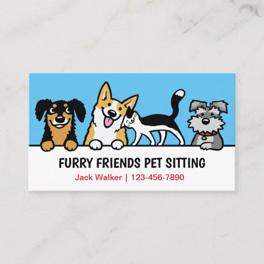 Hond en Kat Pet Sitting Schattig Dierenverzorging  Visitekaartje (Voorkant)
