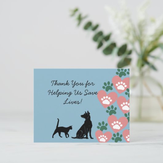Hond en kat redden bedankkaart (Staand voorkant)