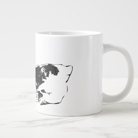 Hond en kat rusten samen zwart-wit kunst Mok (Rechts)