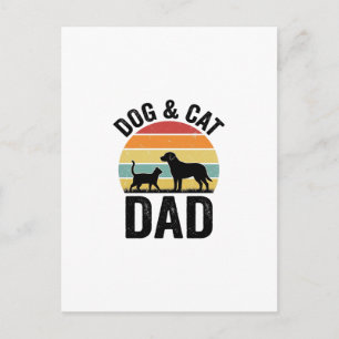 Hond en Kat Vader Vintage Huisdier Liefhebber Shir Briefkaart