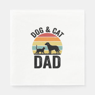 Hond en Kat Vader Vintage Huisdier Liefhebber Shir Servet