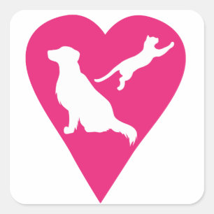 Hond en kat vierkante sticker
