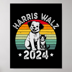 Hond en Kat Vintage Kamala Harris Tim W 2024 Verki Poster