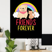 Hond- en katvrienden voor altijd poster (Thuiskantoor)