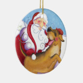 Hond en Kerstman/Ornament Keramisch Ornament (Rechts)