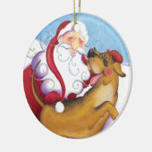 Hond en Kerstman/Ornament Keramisch Ornament (Links)
