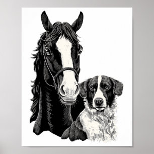 Hond en Paardenliefhebber Paardrijden Ruitersport Poster