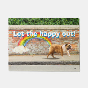 Hond- en regenbooggraffiti deurmat