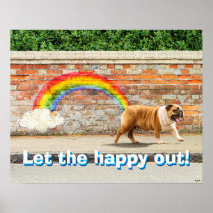 Hond- en regenbooggraffiti poster