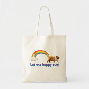 Hond- en regenbooggraffiti tote bag