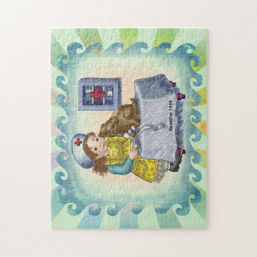 Hond en verpleegkundige legpuzzel (Verticaal)
