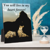 Hond en vrouw op zonsondergang fotoplaat (Zijkant)