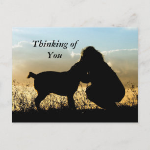 Hond en Vrouw Zonsondergang Silhouet Briefkaart