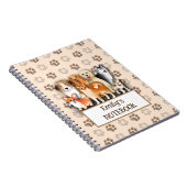 Hond familie voetafdruk patroon aanpasbare naam notitieboek (Rechterzijde)