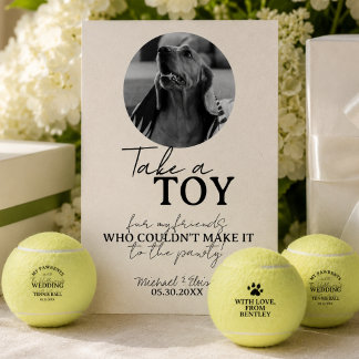 Hond Foto Bruiloft Tennisbal Favoriet Reclamebord Met Voetstuk