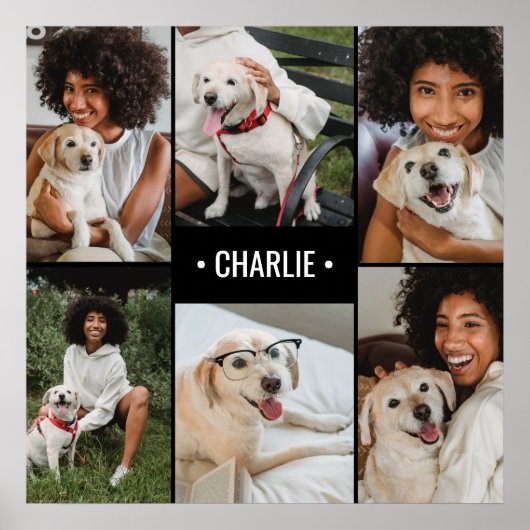 Hond Foto Collage met Monogram Poster (Voorkant)