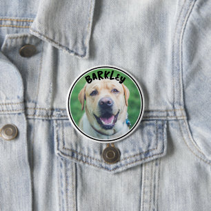 Hond foto en tekst gepersonaliseerd ronde button 7,6 cm