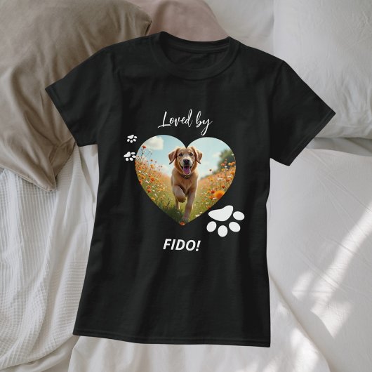 Hond foto hart liefde poten zwart wit t-shirt