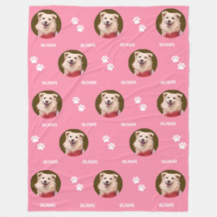 Hond Foto Huisdier Naam Poot Prints Roze Fleece De Deken